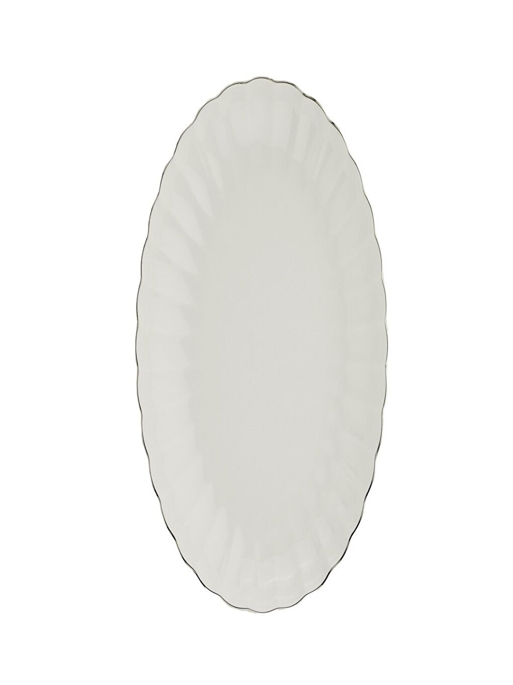 Ekru Bone Luz Platin File Kayık Tabak 27x19cm Tekli