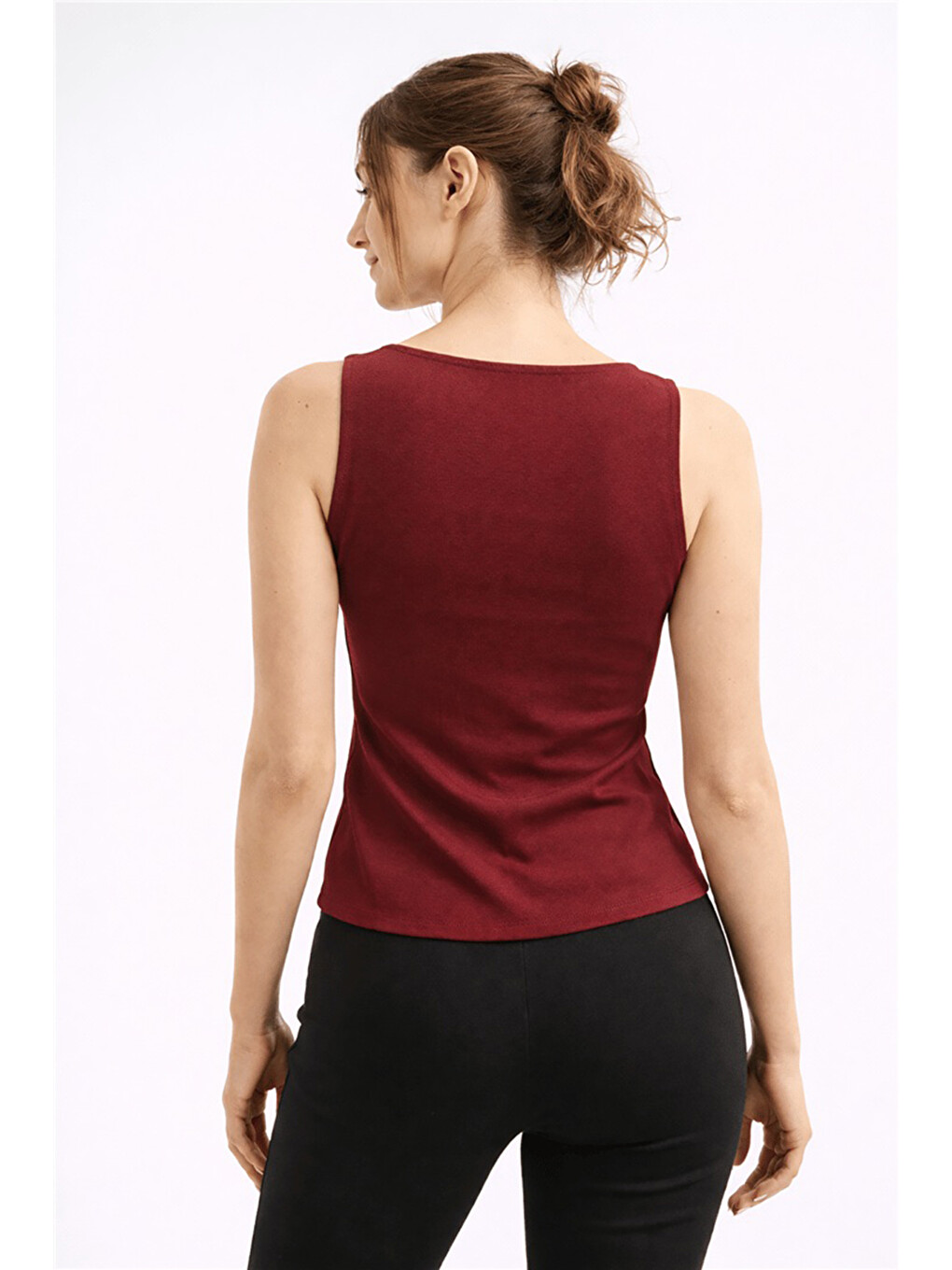 Bordo Pamuklu Regular Fit Fermuarlı Yaka Bluz 26Y0709K1-3