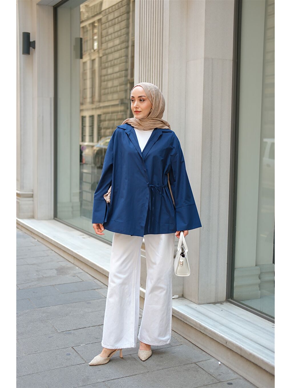 Kadın Yandan Bağlamalı Gömlek Lacivert-1