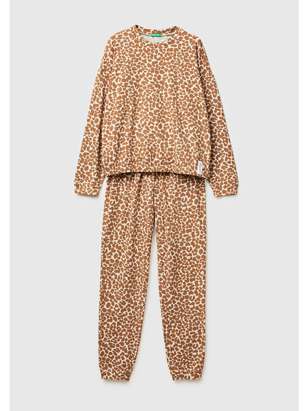 Kadın Açık Kahverengi Şardonlu Baskılı Pijama Takımı