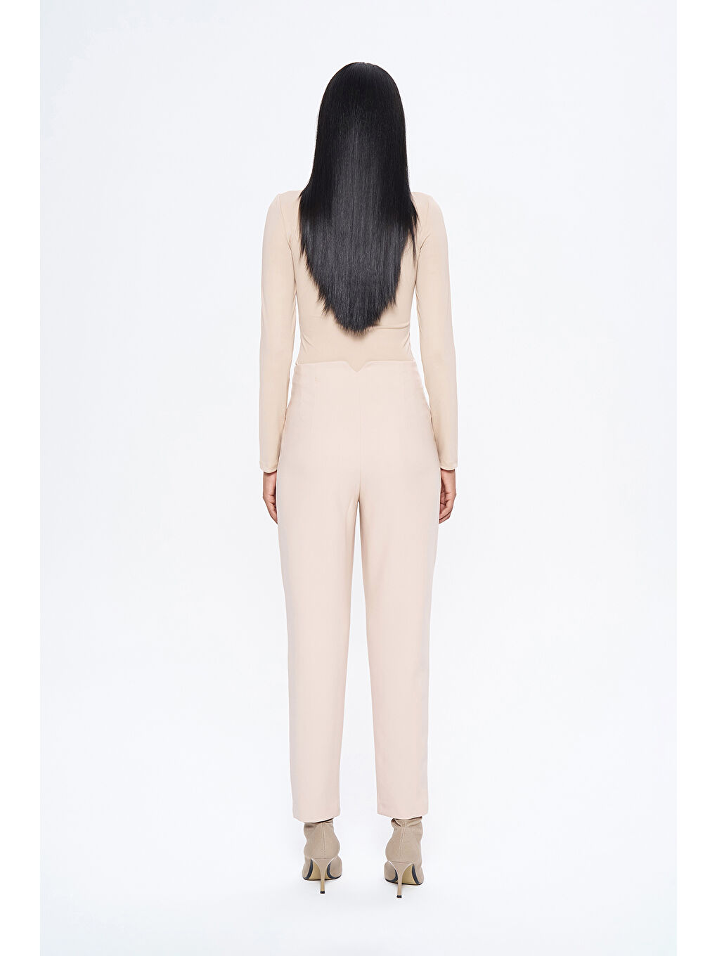 Gri Pens Detaylı Pantolon Açık Bej-4