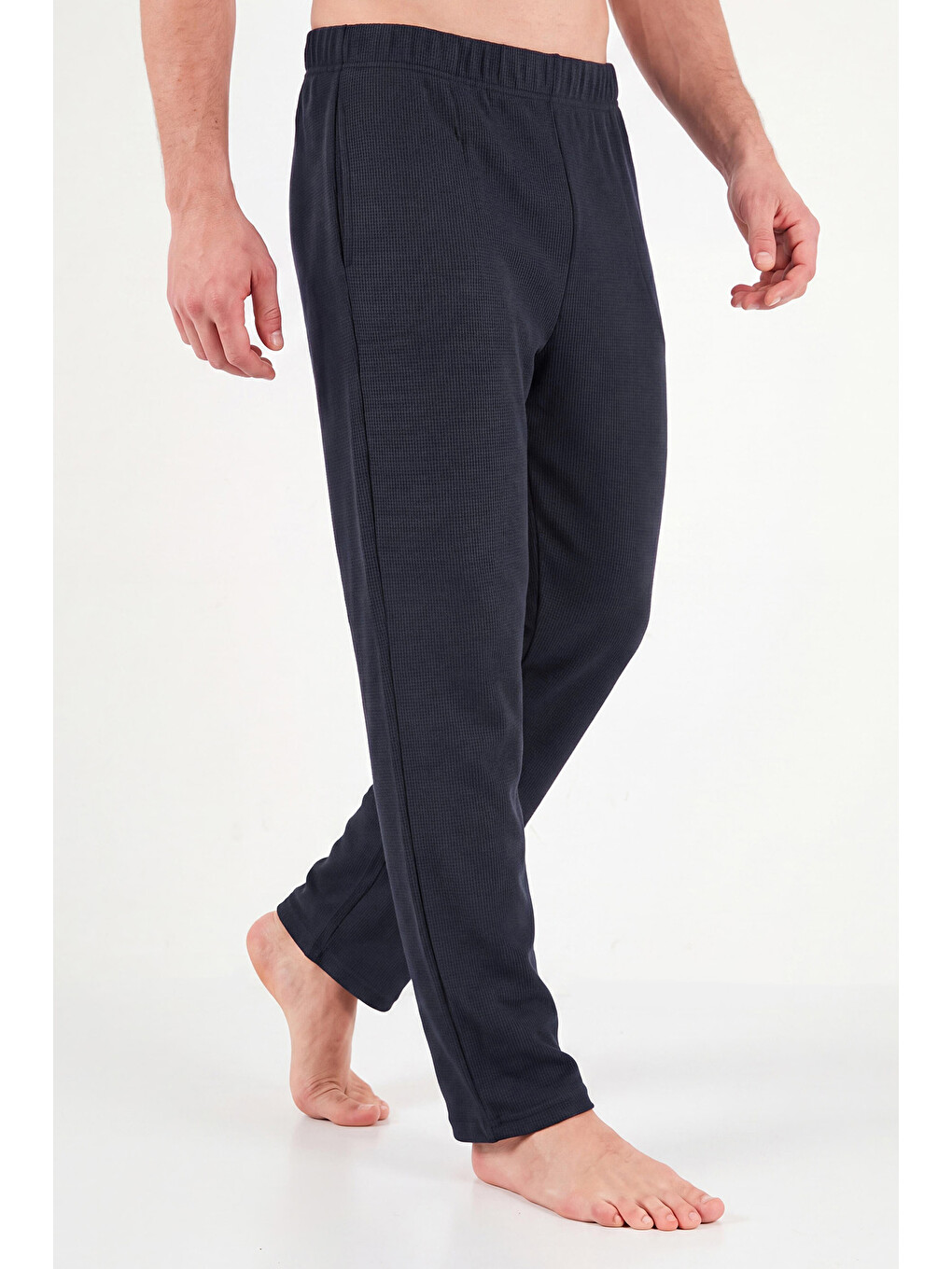 Lacivert Ultra Soft Minimal Nakışlı Uzun Kollu Pijama Takımı 6575009-4