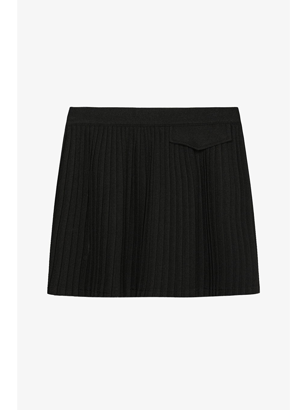 Kapak Cepli Pileli Mini Etek Siyah