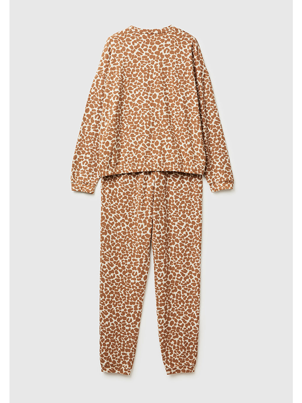 Kadın Açık Kahverengi Şardonlu Baskılı Pijama Takımı-1