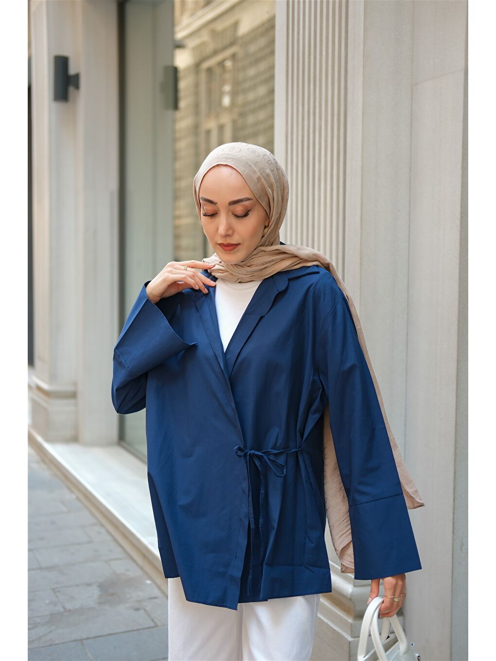 Kadın Yandan Bağlamalı Gömlek Lacivert-2