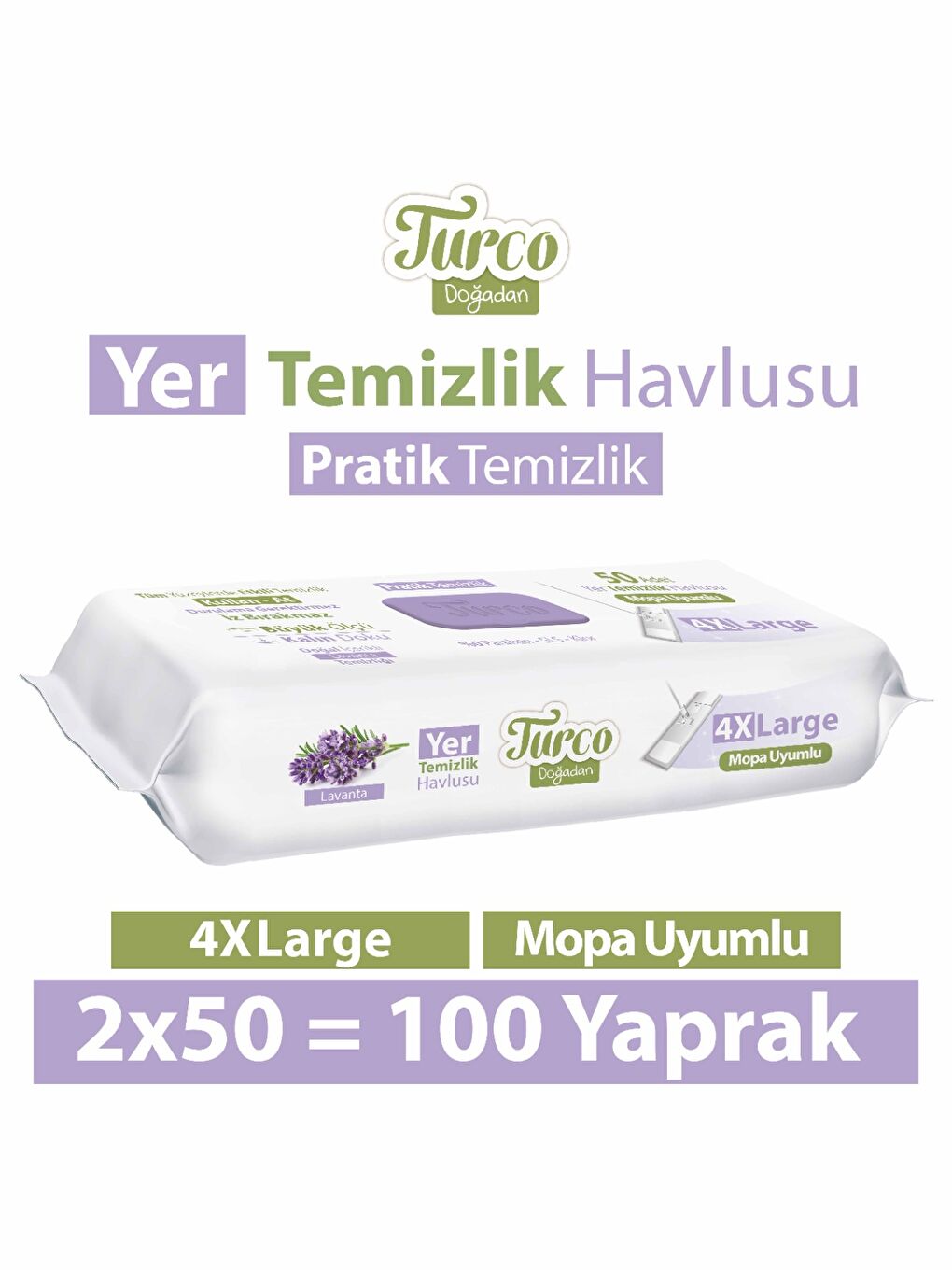 Baby Turco Turco Doğadan Yer Temizlik Havlusu Lavanta 2x50(100 Yaprak)