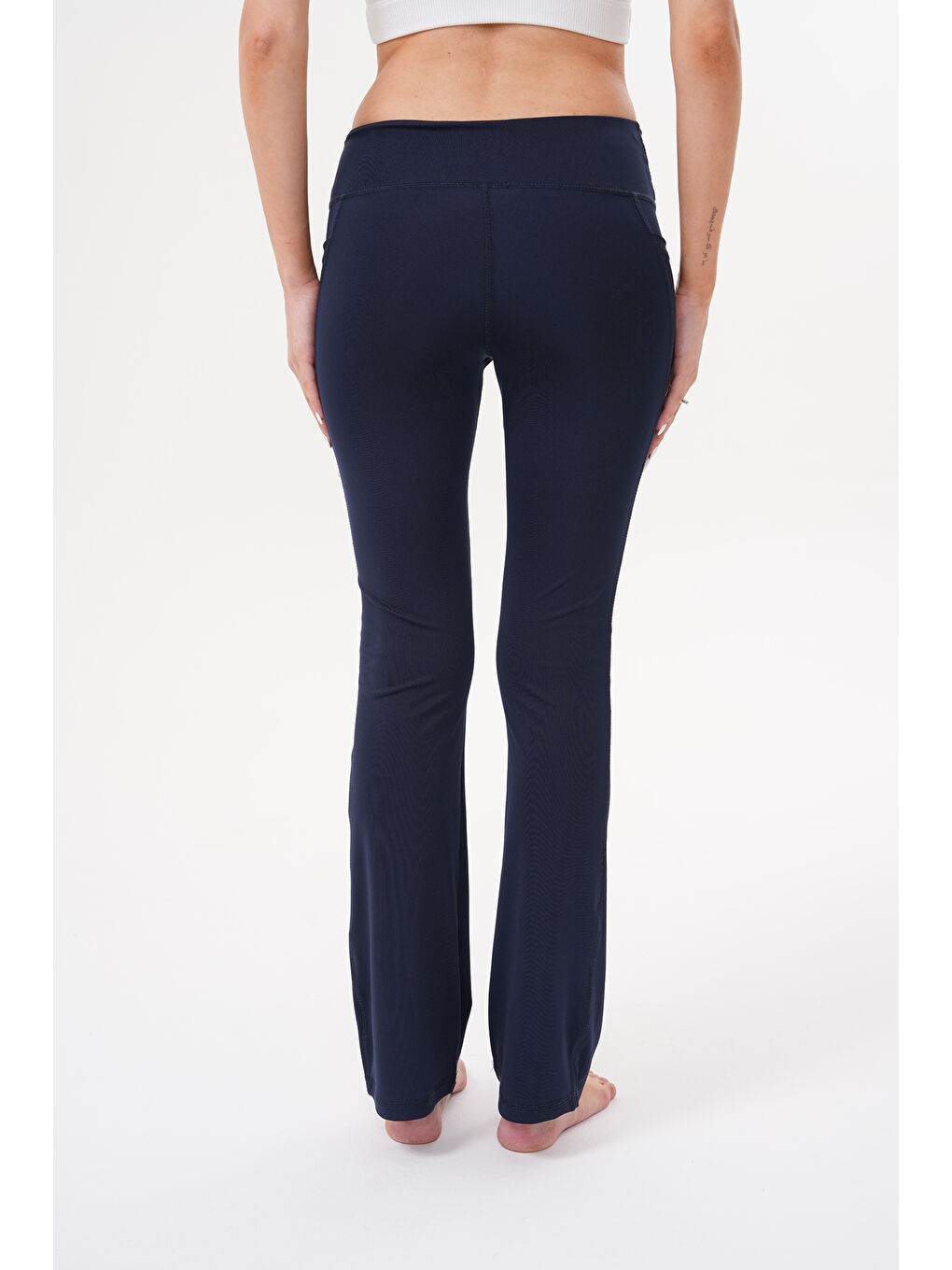 Lacivert Kadın Yüksek Bel Toparlayıcı Çift Cepli Ispanyol Paça Tayt İSPANYOL-TAYT-2