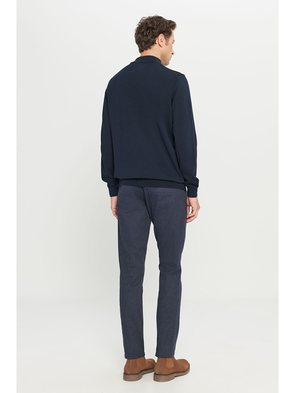 Erkek Lacivert Pamuklu Slim Fit Dar Kesim 5 Cepli Esnek Casual Pantolon-4