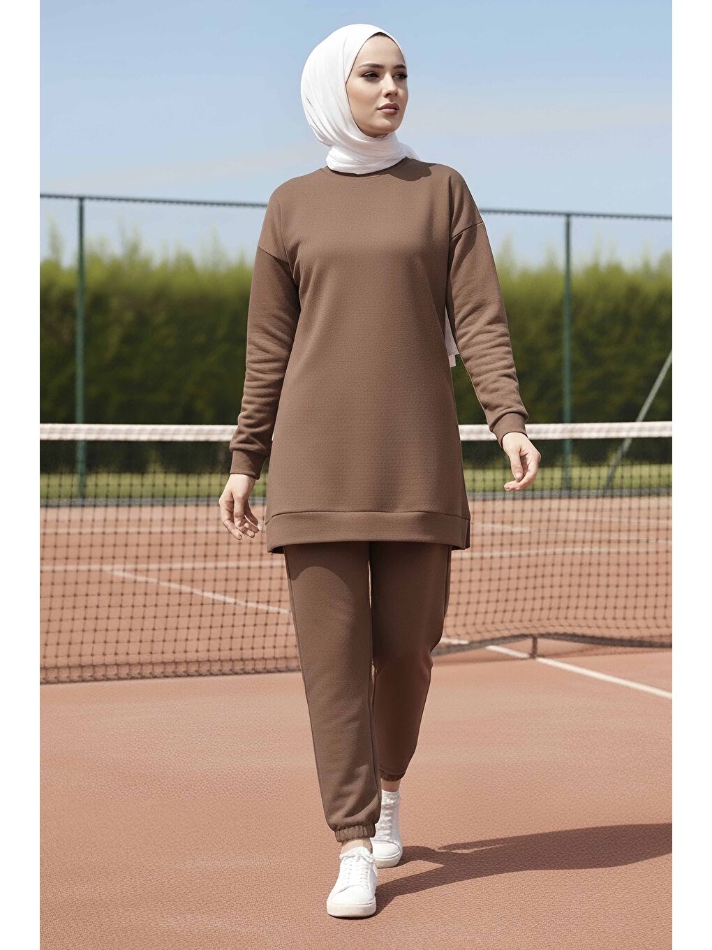 Bej Paça Lastikli İki İplik İkili Takım Vizon - 28029-VIZON-1