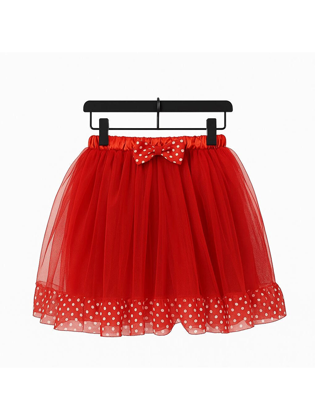 Kırmızı Beli Lastikli Tüllü Kız Çoçuk Etek 6998