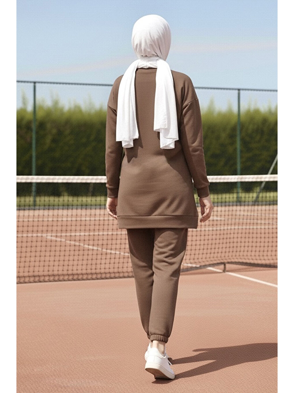 Bej Paça Lastikli İki İplik İkili Takım Vizon - 28029-VIZON-2