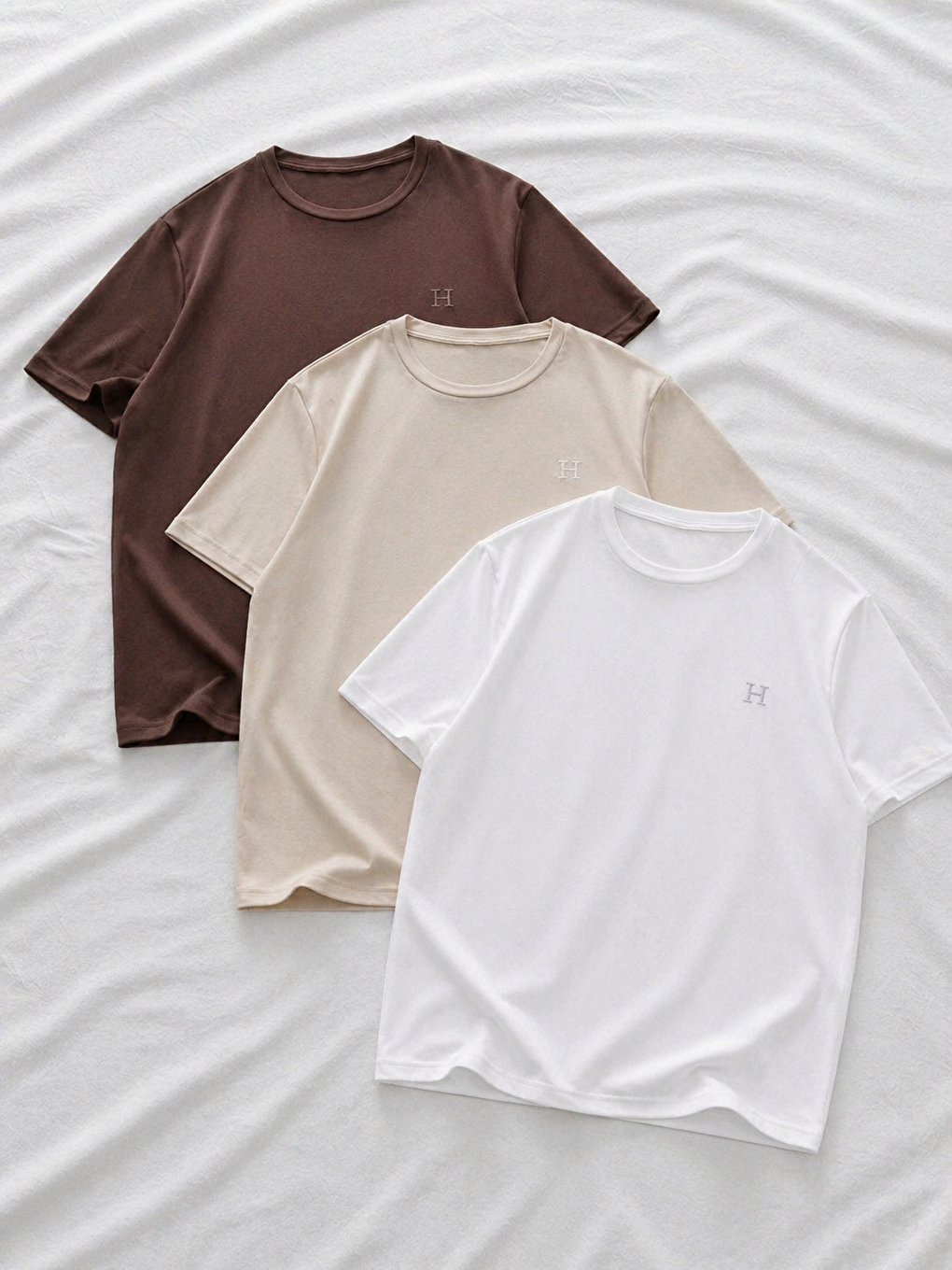 Ekru 3 Adet Erkek Yazlık Baskılı Slim Fit Kısa Kollu Tişört