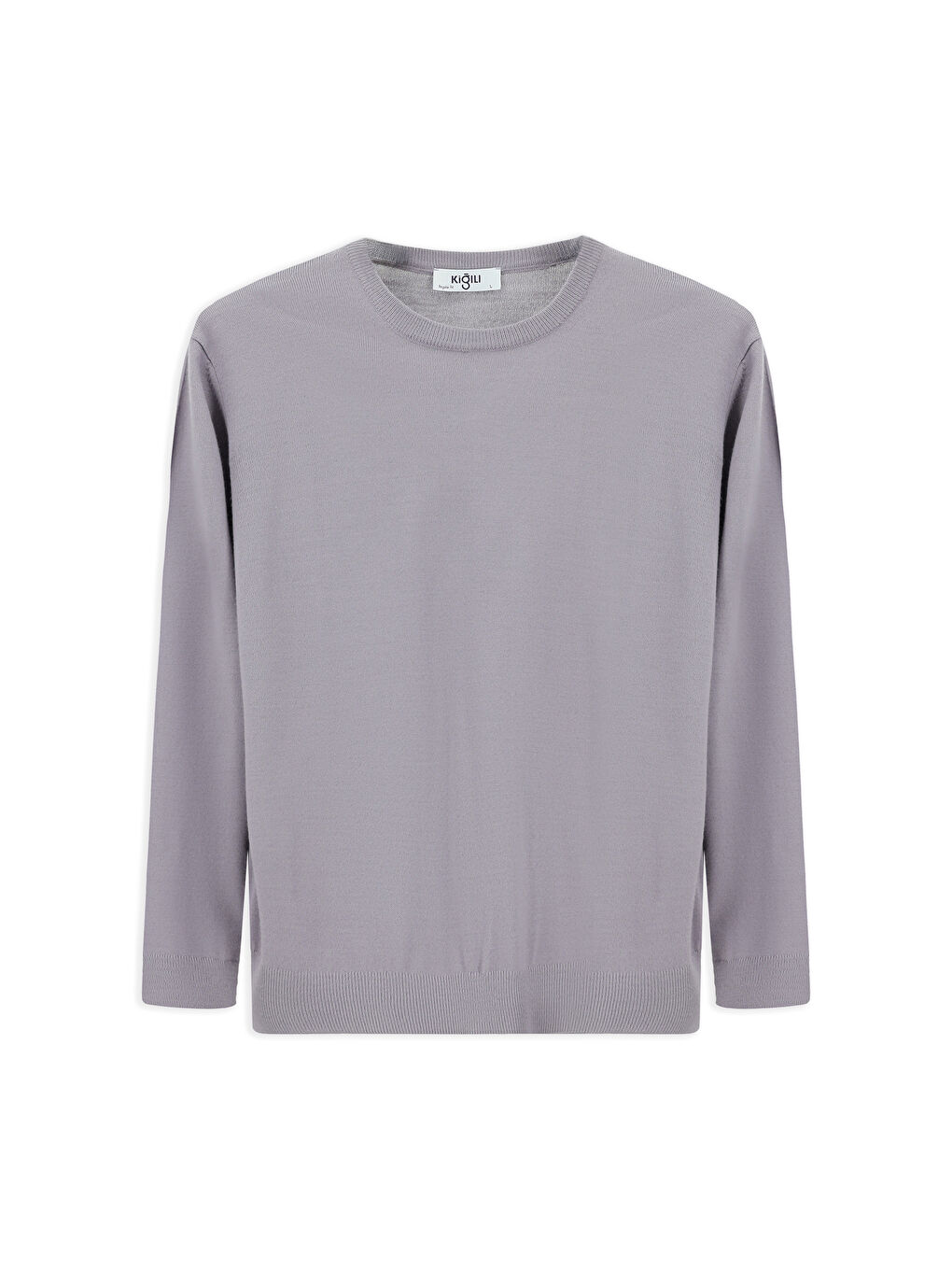 Lila Bisiklet Yaka Regular Fit Yünlü Örme Triko Kazak-5