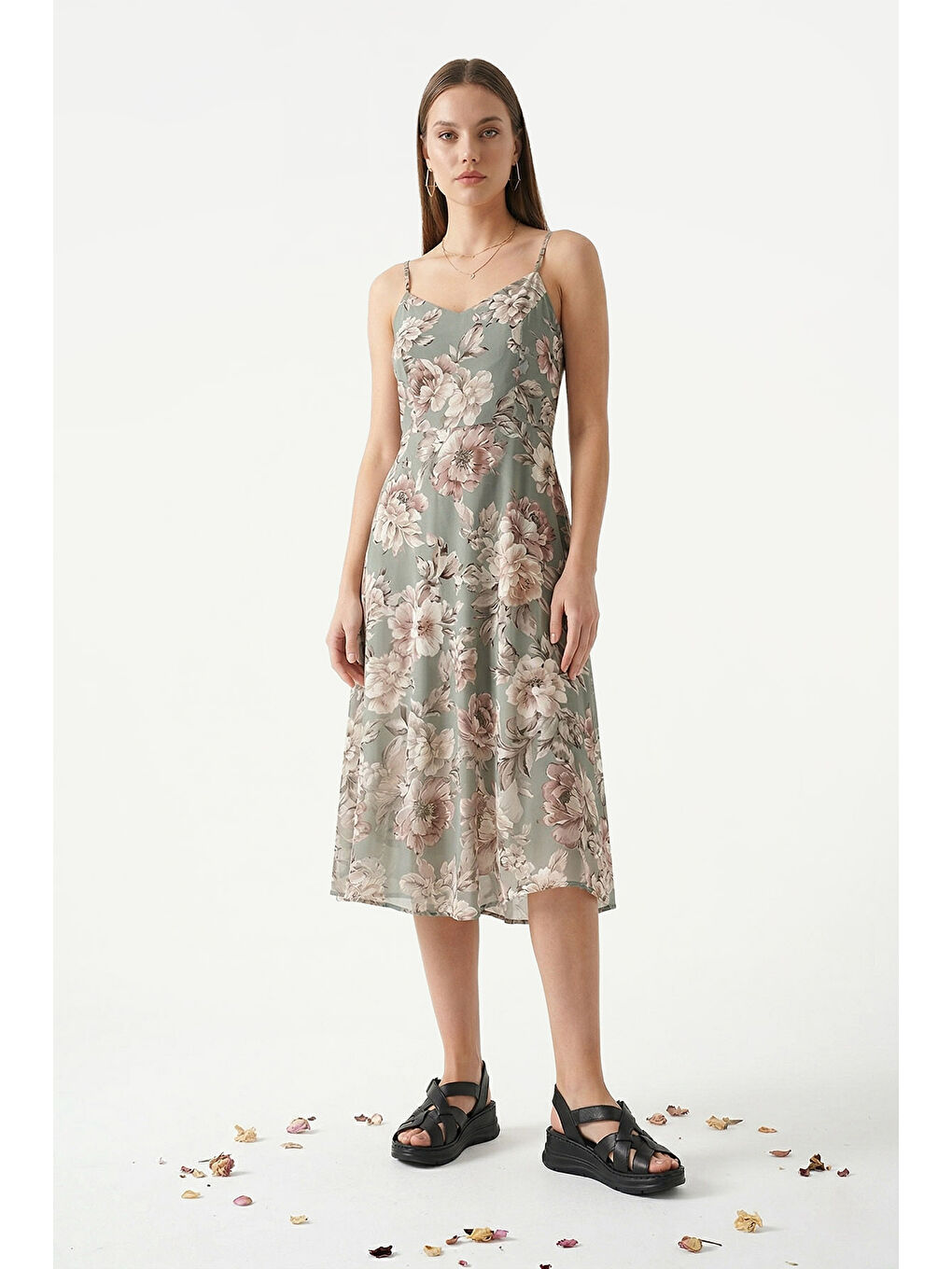 Siyah Kadın SİYAH Cırt Bantlı Dolgu Topuk Hakiki Deri Sandalet-2