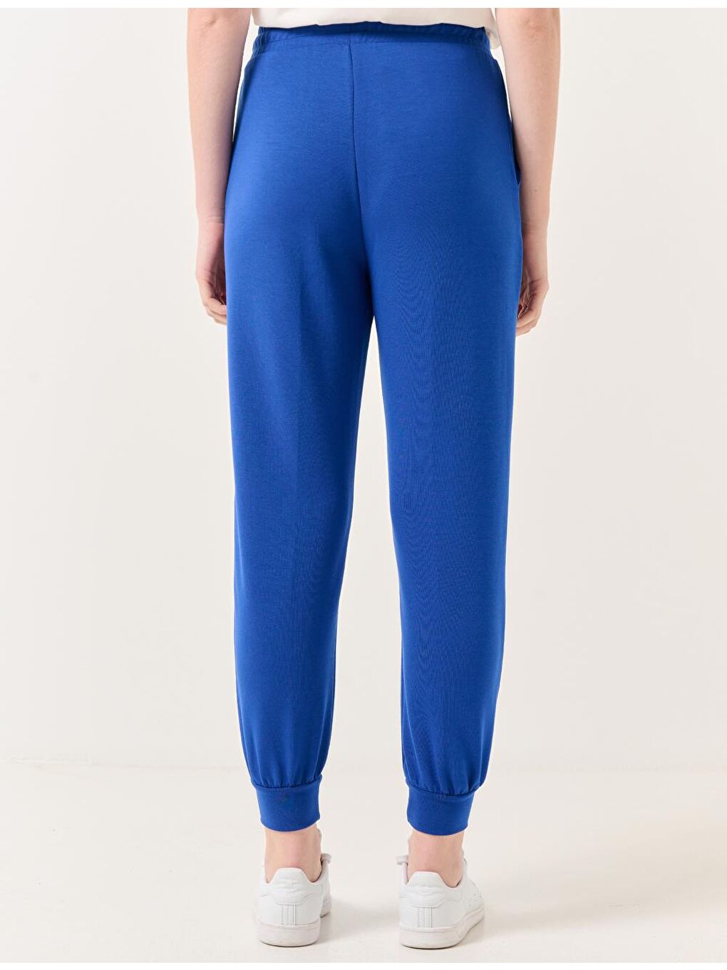 Mavi Saks Yüksek Bel Dar Paça Cepli Jogger Pantolon-5