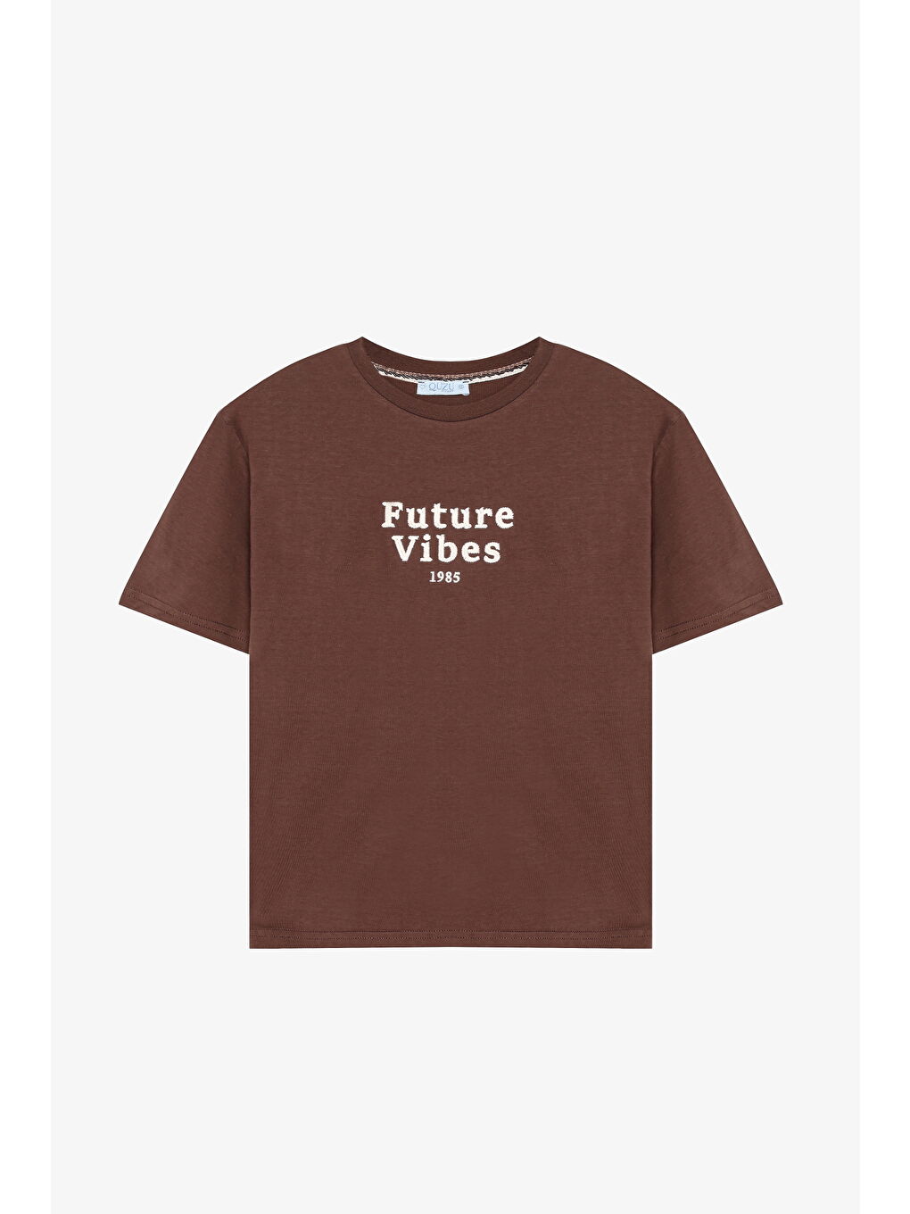 Future Vibes Nakışlı Tişört Kahverengi
