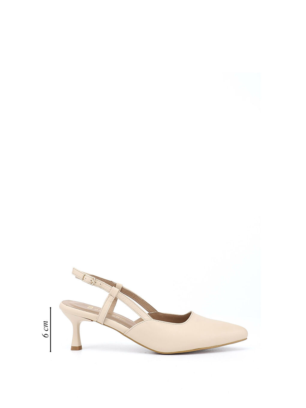Bej Kadın YENİ BEJ İnce Topuklu Arkası Açık Hakiki Deri Ayakkabı-1