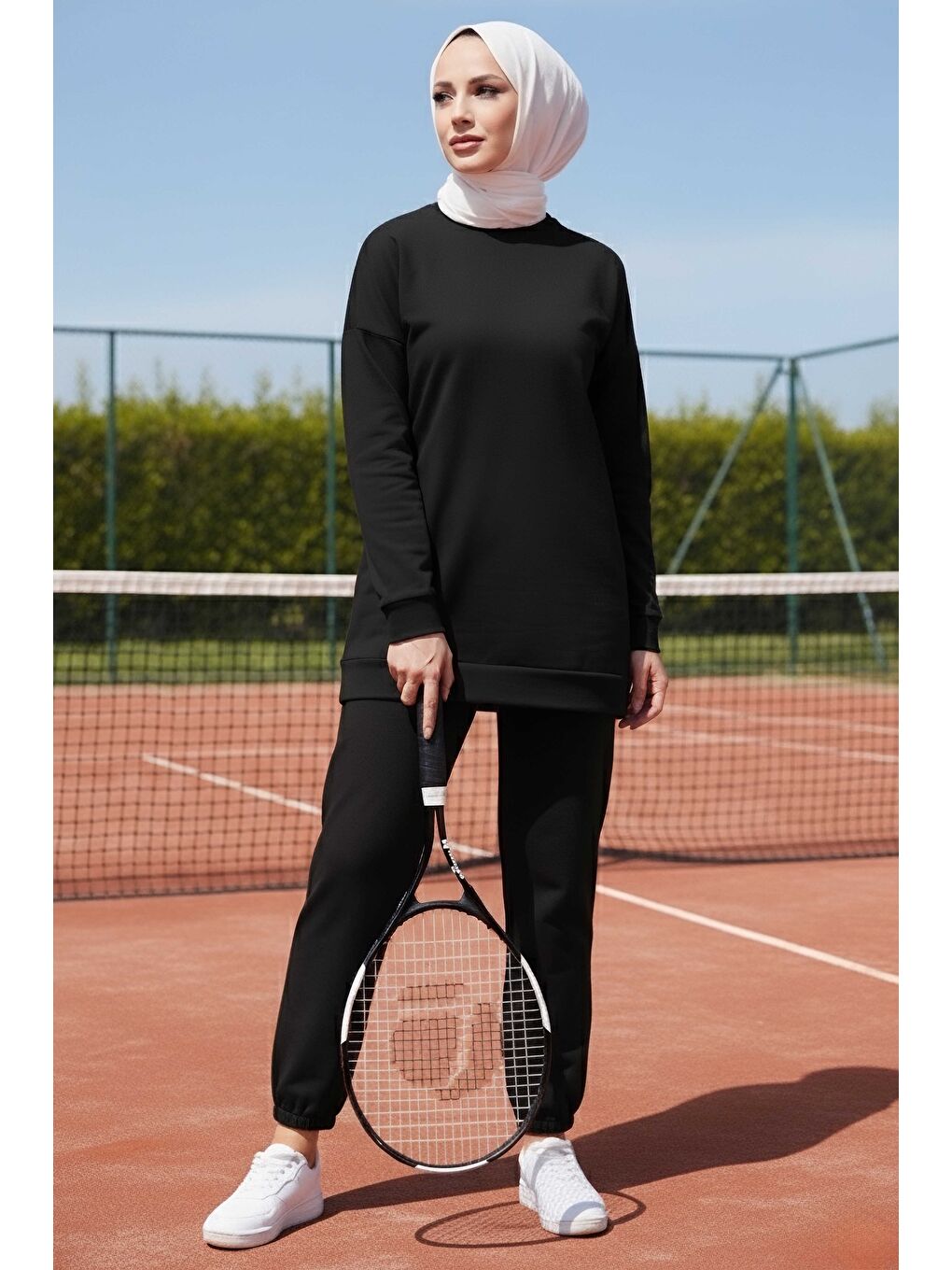 Paça Lastikli İki İplik İkili Takım Siyah - 28029-SIYAH-1