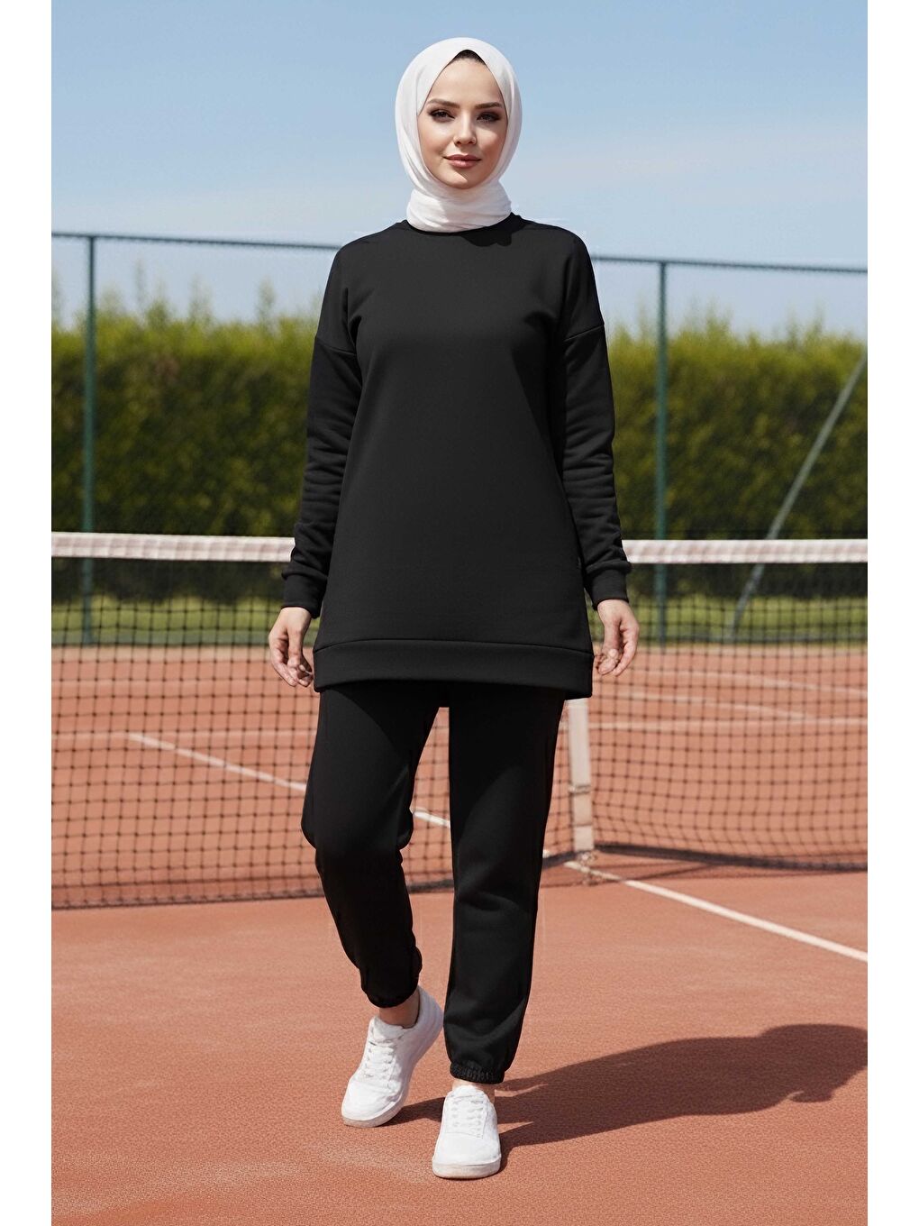 Paça Lastikli İki İplik İkili Takım Siyah - 28029-SIYAH-2