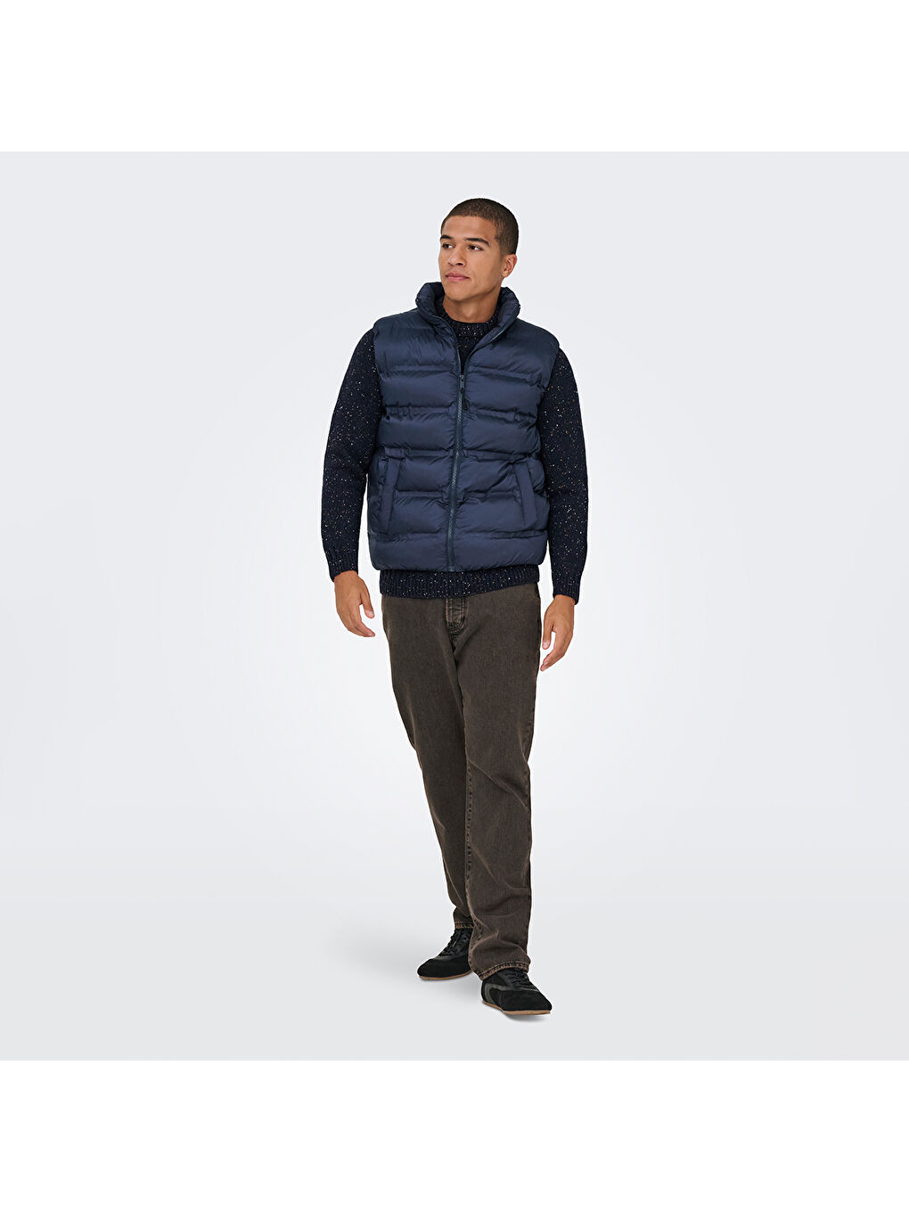 Union Seamless Life Puffer Erkek Lacivert Dik Yaka Yelek-2