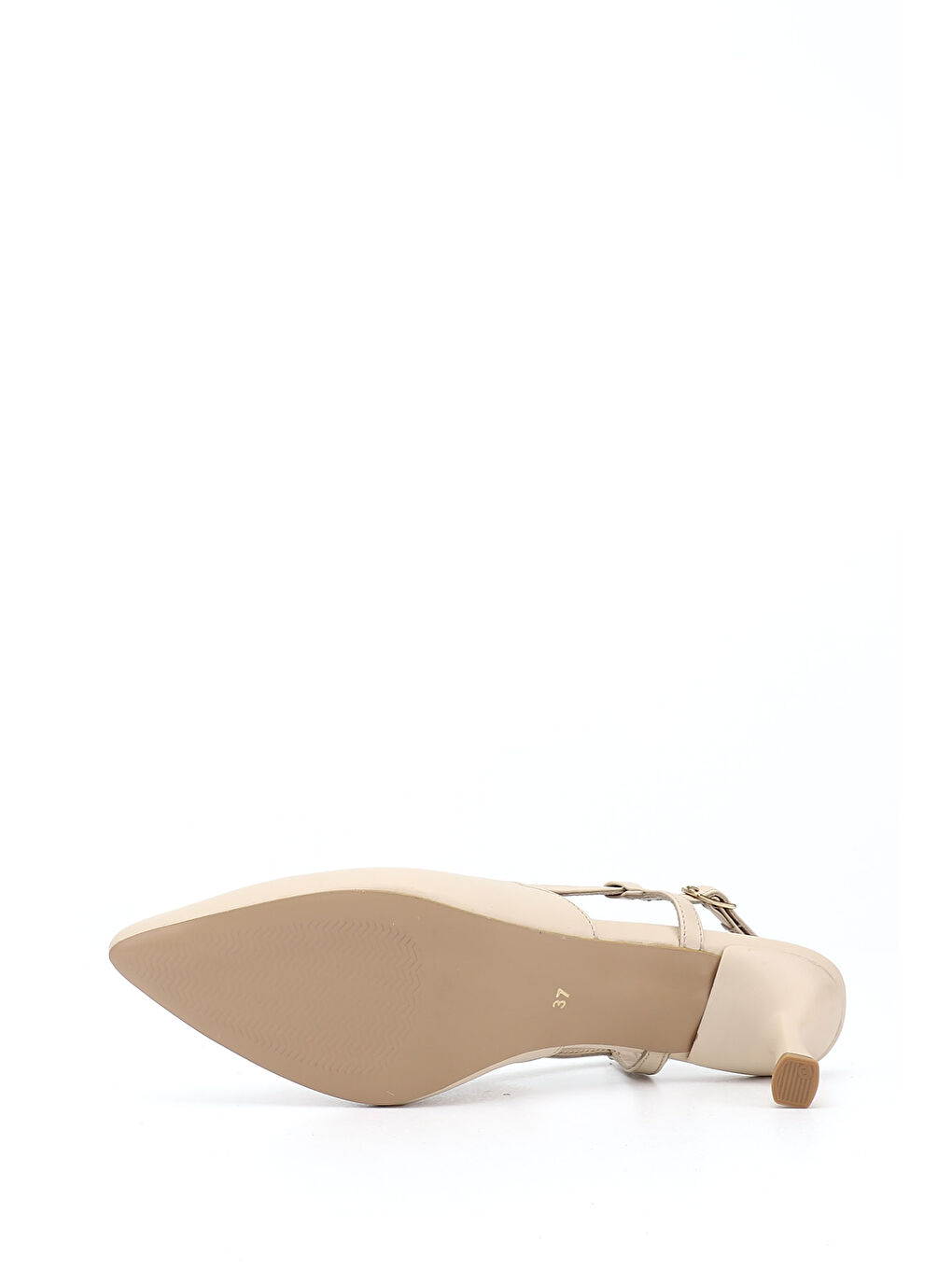 Bej Kadın YENİ BEJ İnce Topuklu Arkası Açık Hakiki Deri Ayakkabı-5