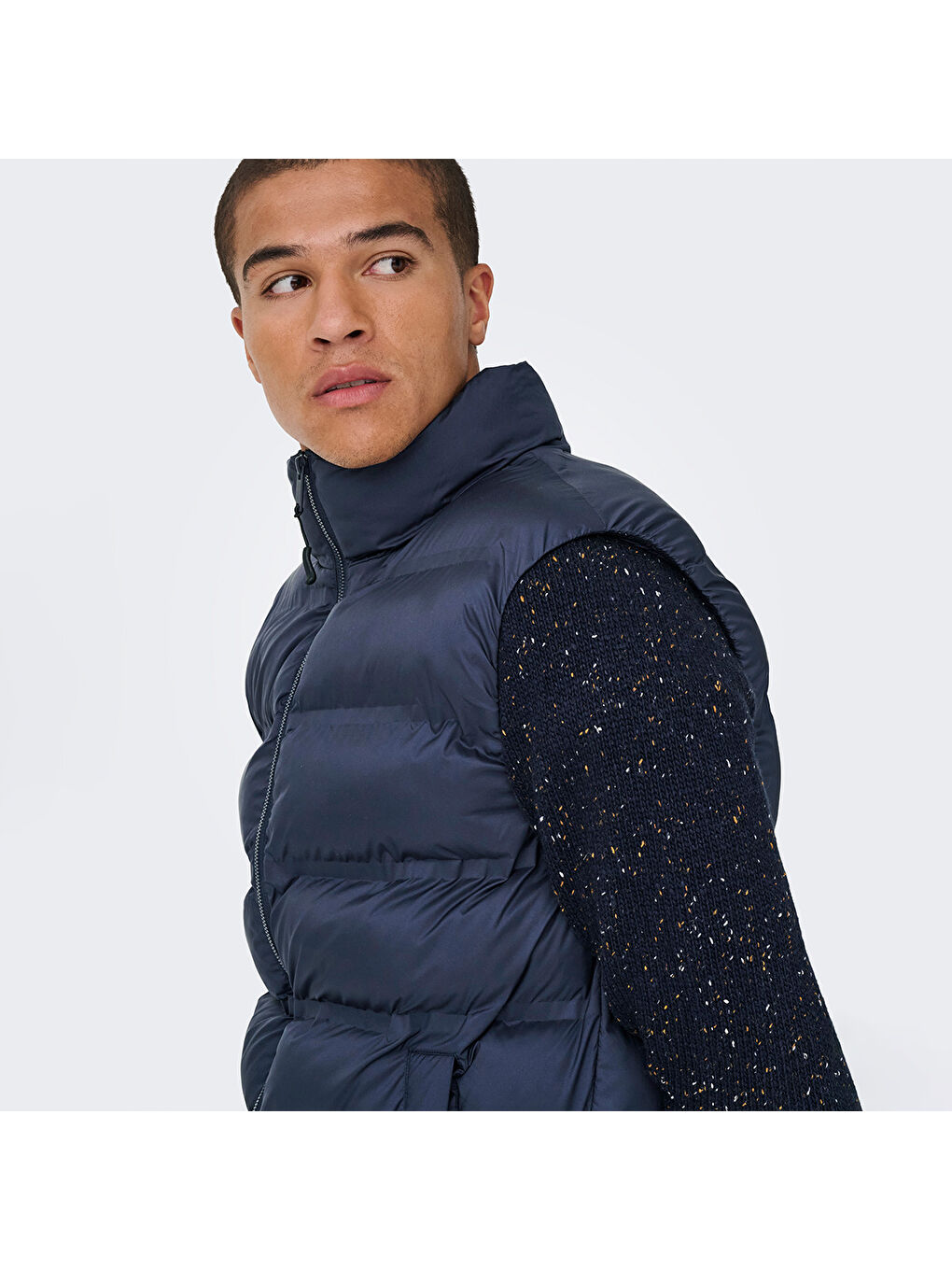 Union Seamless Life Puffer Erkek Lacivert Dik Yaka Yelek-4