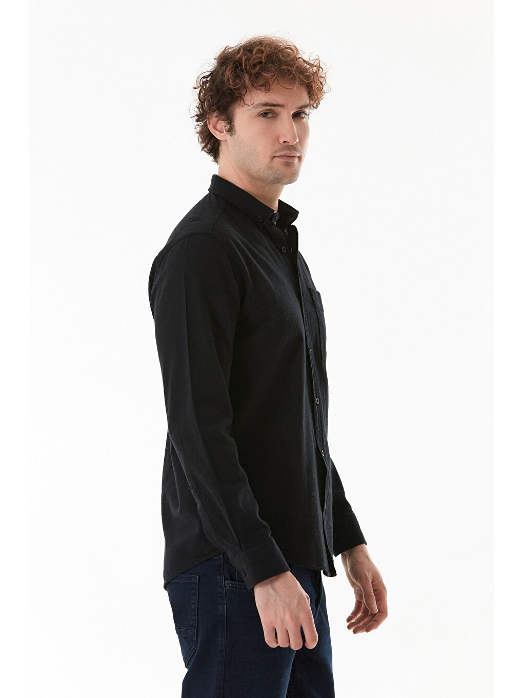 Siyah Basic Tek Cepli Gömlek-2