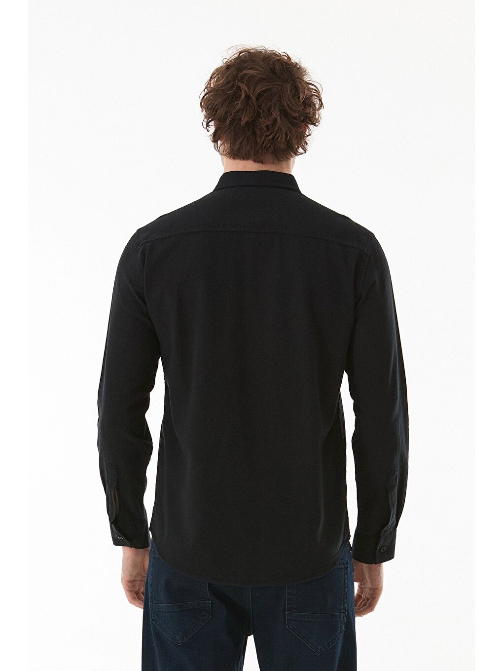 Siyah Basic Tek Cepli Gömlek-3