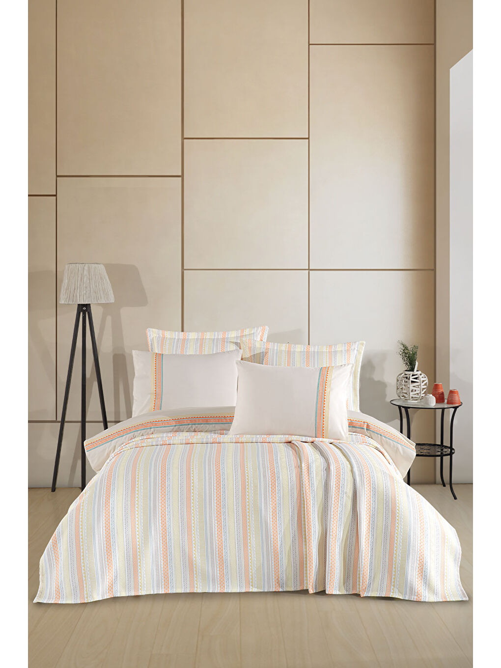 Kahverengi Mellow Modern Çeyiz Paketi 7 Parça (240x250 cm) Tarçın