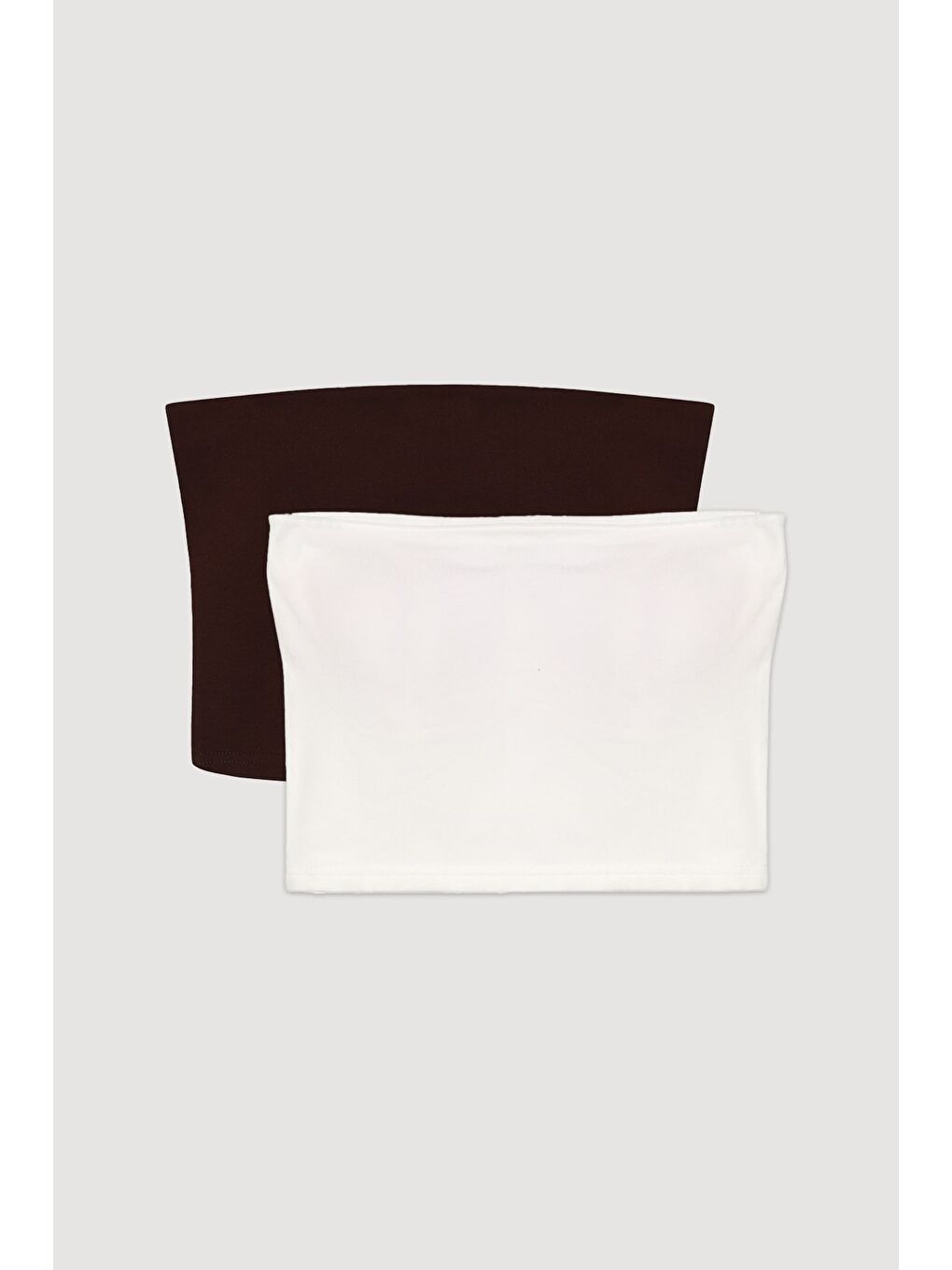 Lila Basic Büstiyer Bluz 2' li Paket Ekru-Kahverengi