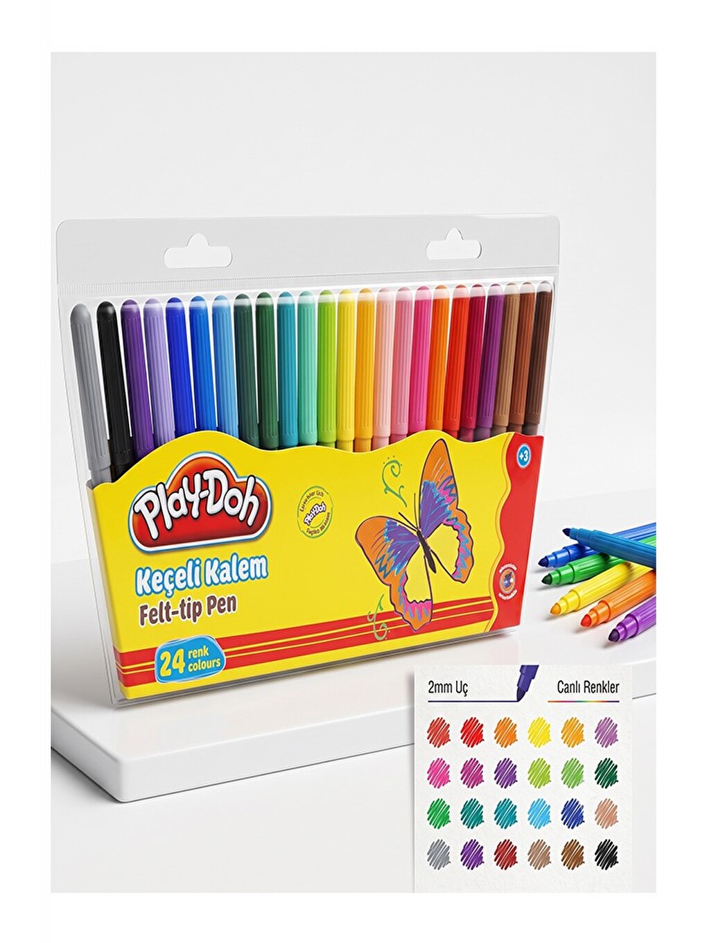 Keçeli Kalem 24 Renk 1 Paket Play-doh 24 Lü Keçeli Kalem Canlı Renkler Yıkanabilir-1