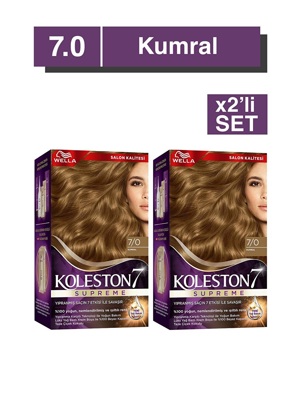 Wella Renksiz Koleston Supreme Saç Boyası 7/0 Kumral x2'li