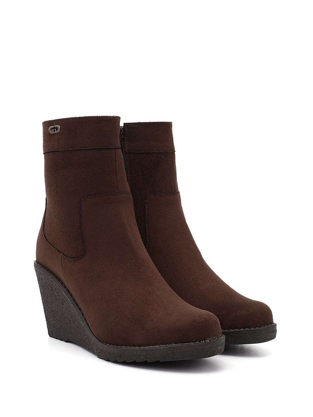 Kahverengi Kadın AÇIK KAHVERENGİ Fermuarlı Dolgu Topuklu Bot-1