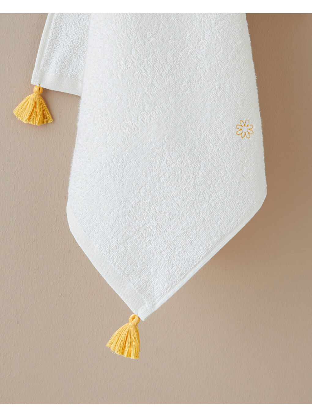 Mini Daisy Pamuk Nakışlı Yüz Havlusu 50x80 cm Ekru-1