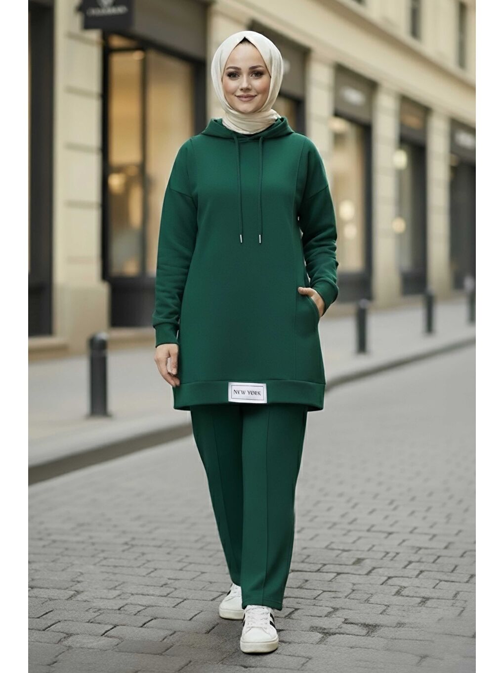 Yeşil Armalı Çift Cepli Vortex İkili Takım Zümrüt - 27982-ZUMRUT