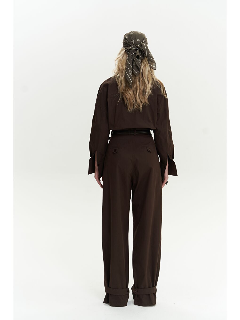 Kahverengi Olney Kemer Detay Uzun Kahve Tulum-4