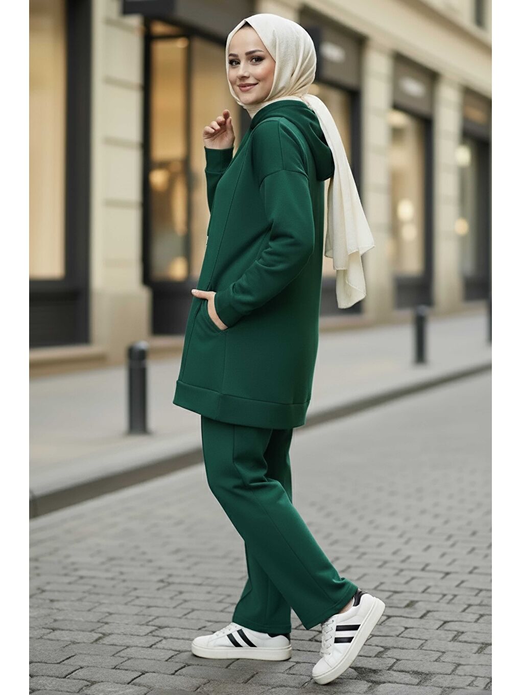 Yeşil Armalı Çift Cepli Vortex İkili Takım Zümrüt - 27982-ZUMRUT-2