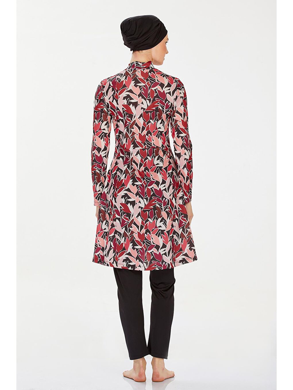 Bordo Desenli 4 Lü Tesettür Mayo-1