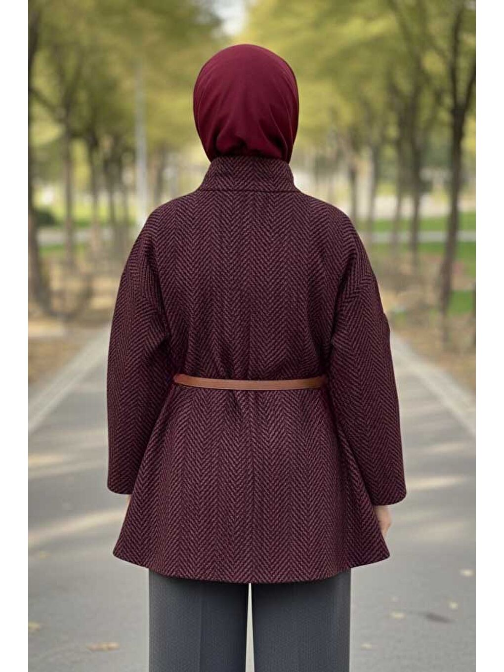 Kırmızı Zikzak Desenli Kemerli Pamço Kirmizi - 28031-KIRMIZI-2