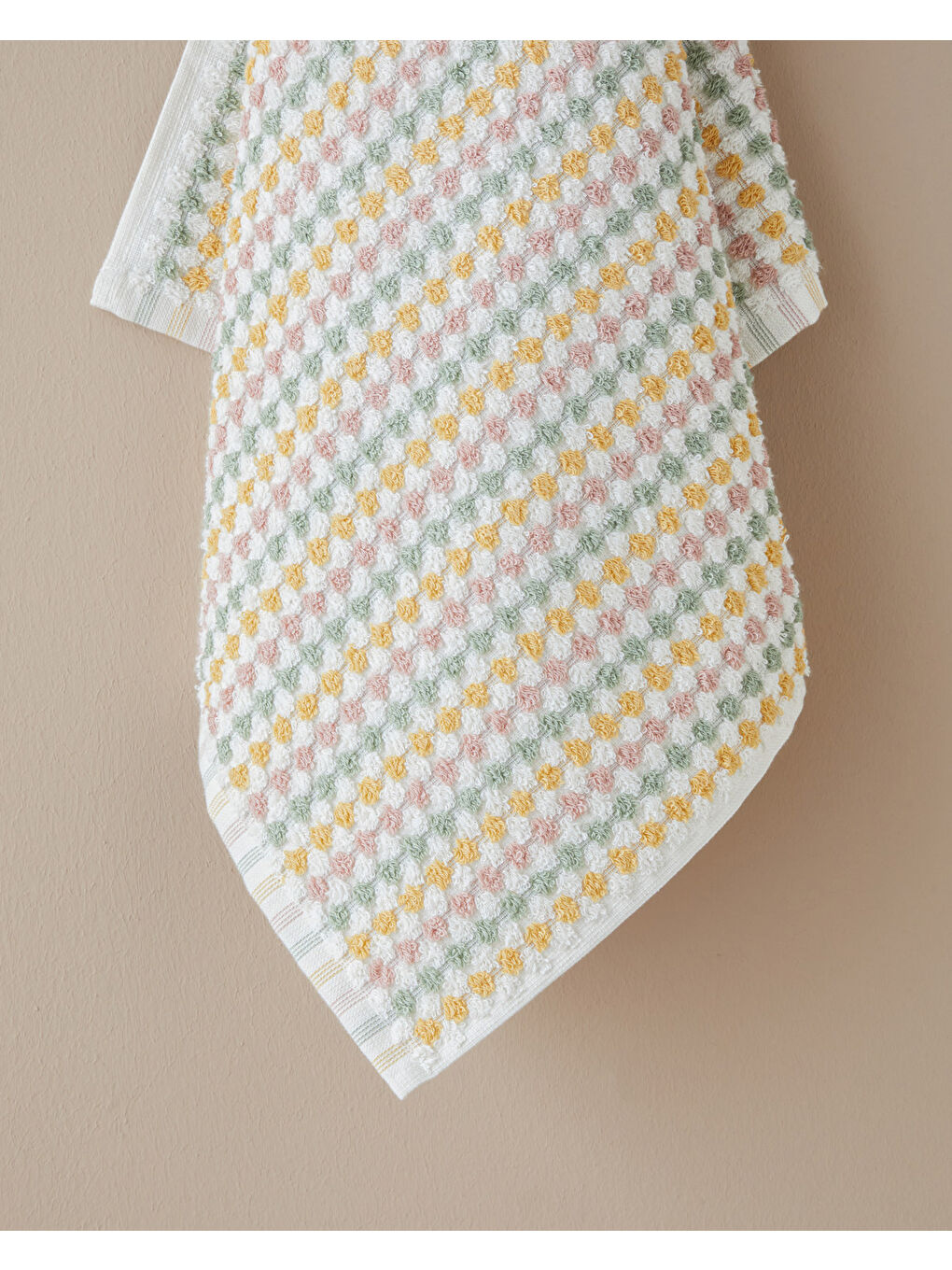 Punto Pamuk Yüz Havlusu 50x80 cm Pembe - Yeşil-1