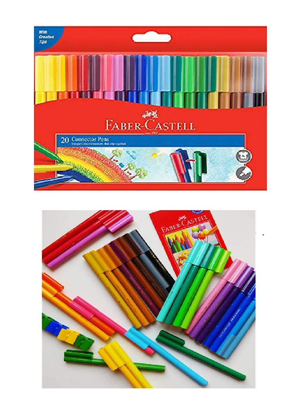 Keçeli Kalem 20 Lu Eğlenceli Yaratıcı Set Faber Castell 20 Renk Eğlenceli Keçeli Kalem Seti-1