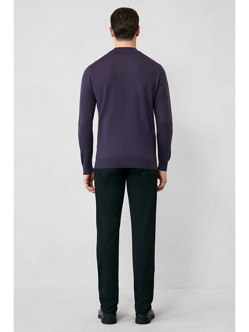 Mor Yarım Balıkçı Yaka Regular Fit Yünlü Basic Örme Triko Kazak-6