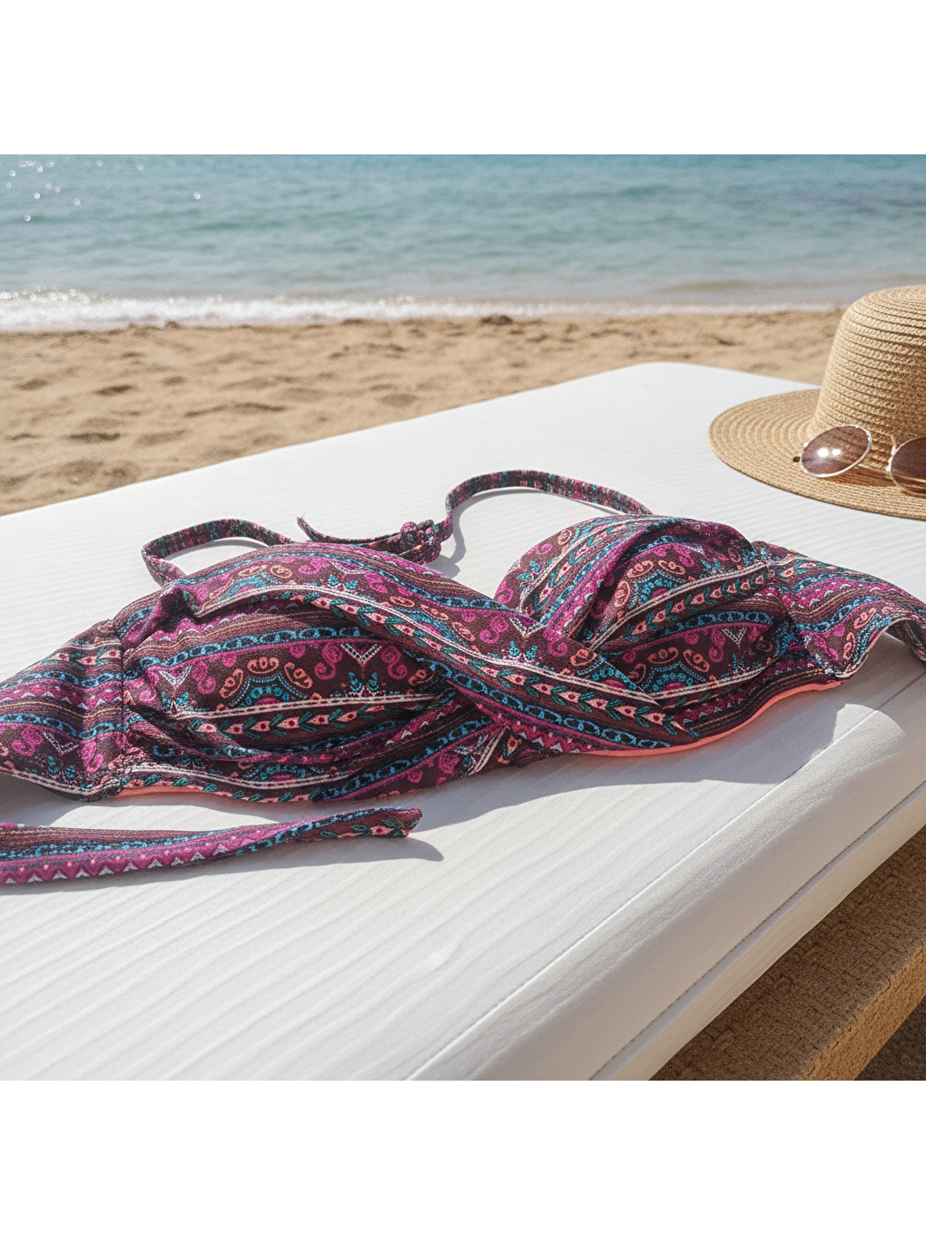 Siyah Kadın Plaj Giyim Desenli Bikini Üst Bb2571-2