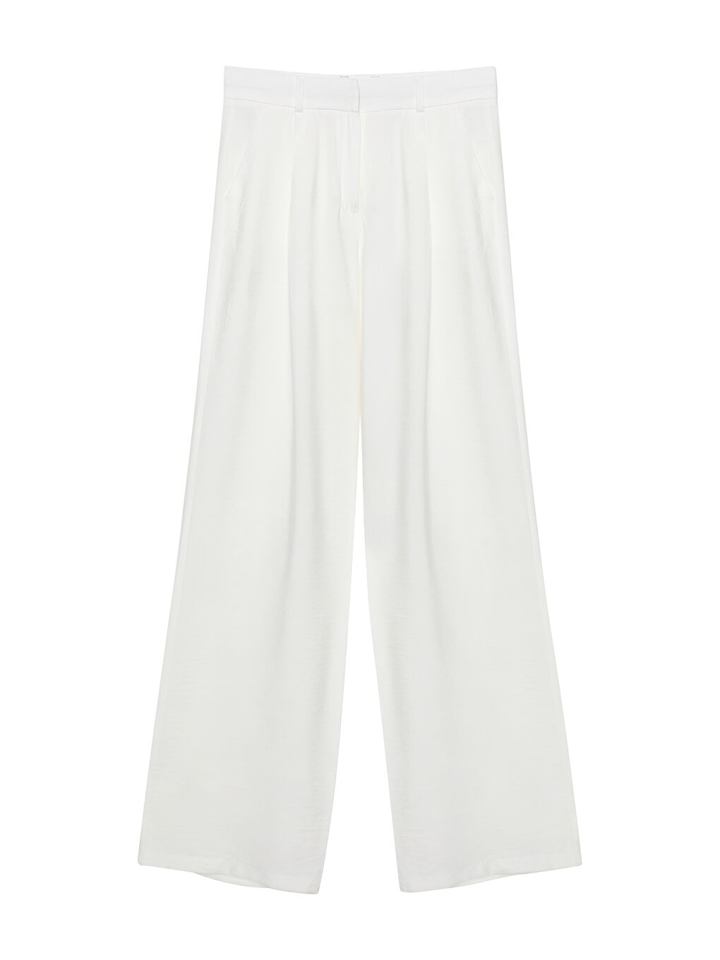 Yüksel Bel Bol Paça Pantolon Ekru