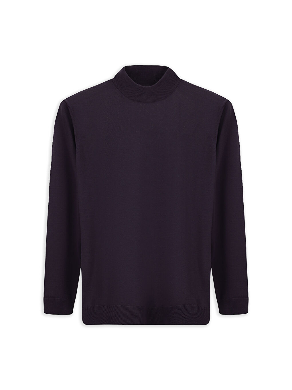 Mor Yarım Balıkçı Yaka Regular Fit Yünlü Basic Örme Triko Kazak-7