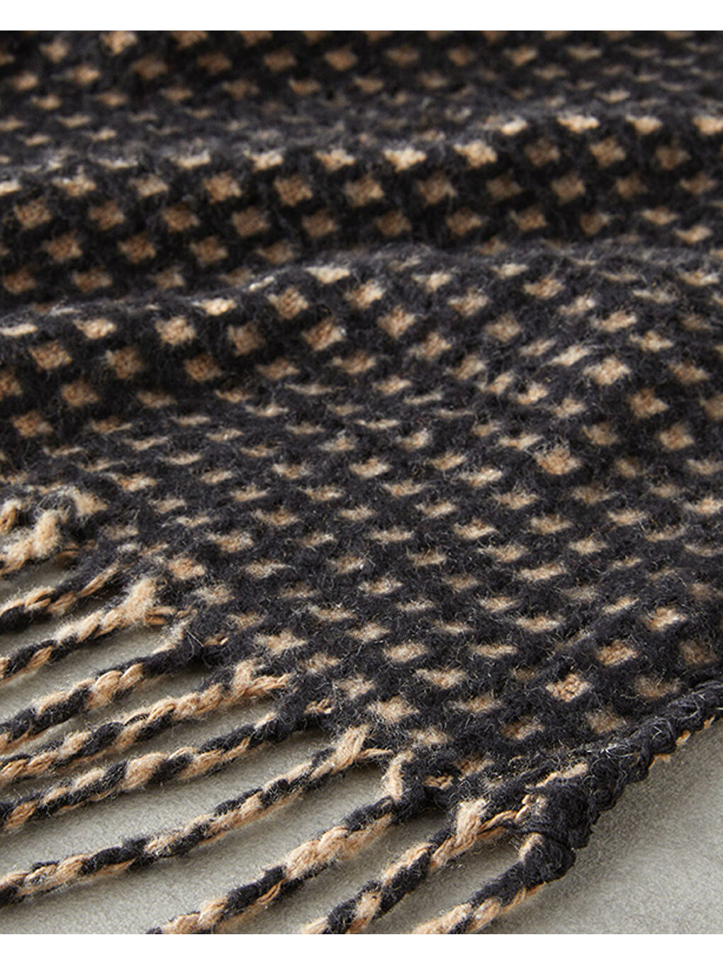 Plain Waffle Pamuklu Tek Kişilik Battaniye Antrasit - Bej-3