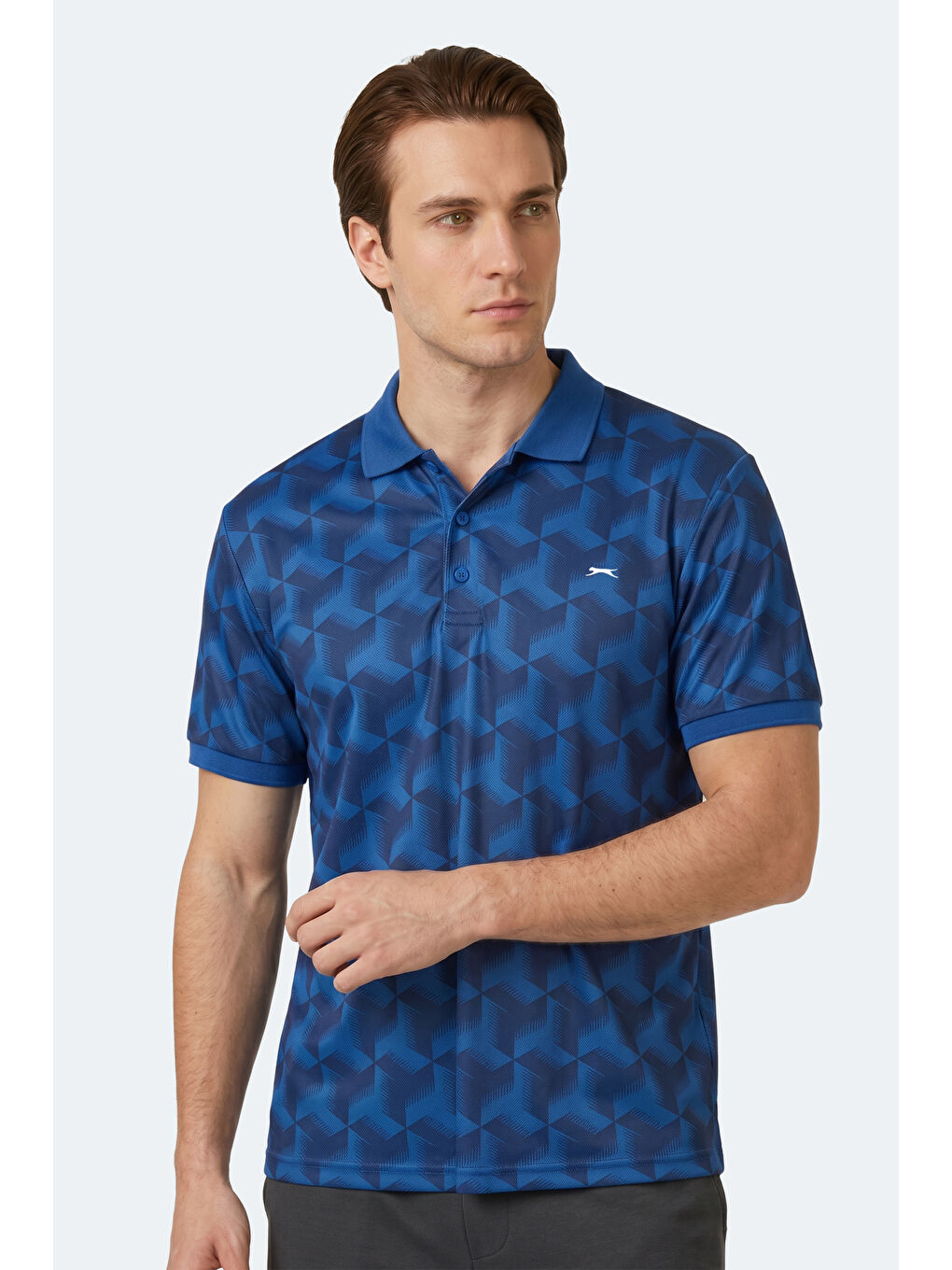 Erkek Polo Yaka Saks Mavi Tişört-2