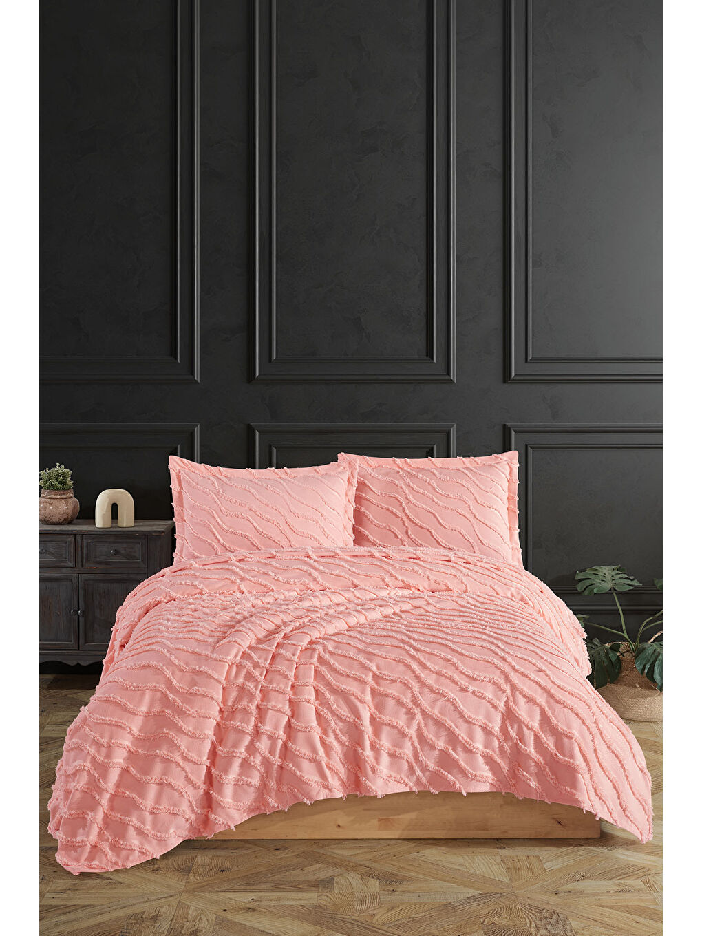 Pembe Verona Yatak Örtüsü Tek Kişilik (180x240 cm) Somon