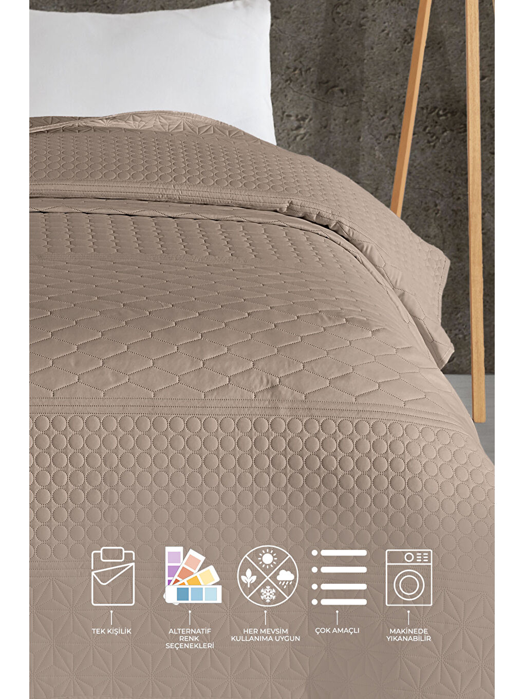 Doremi Yatak Örtüsü Tek Kişilik (160x220 cm) Bej-1
