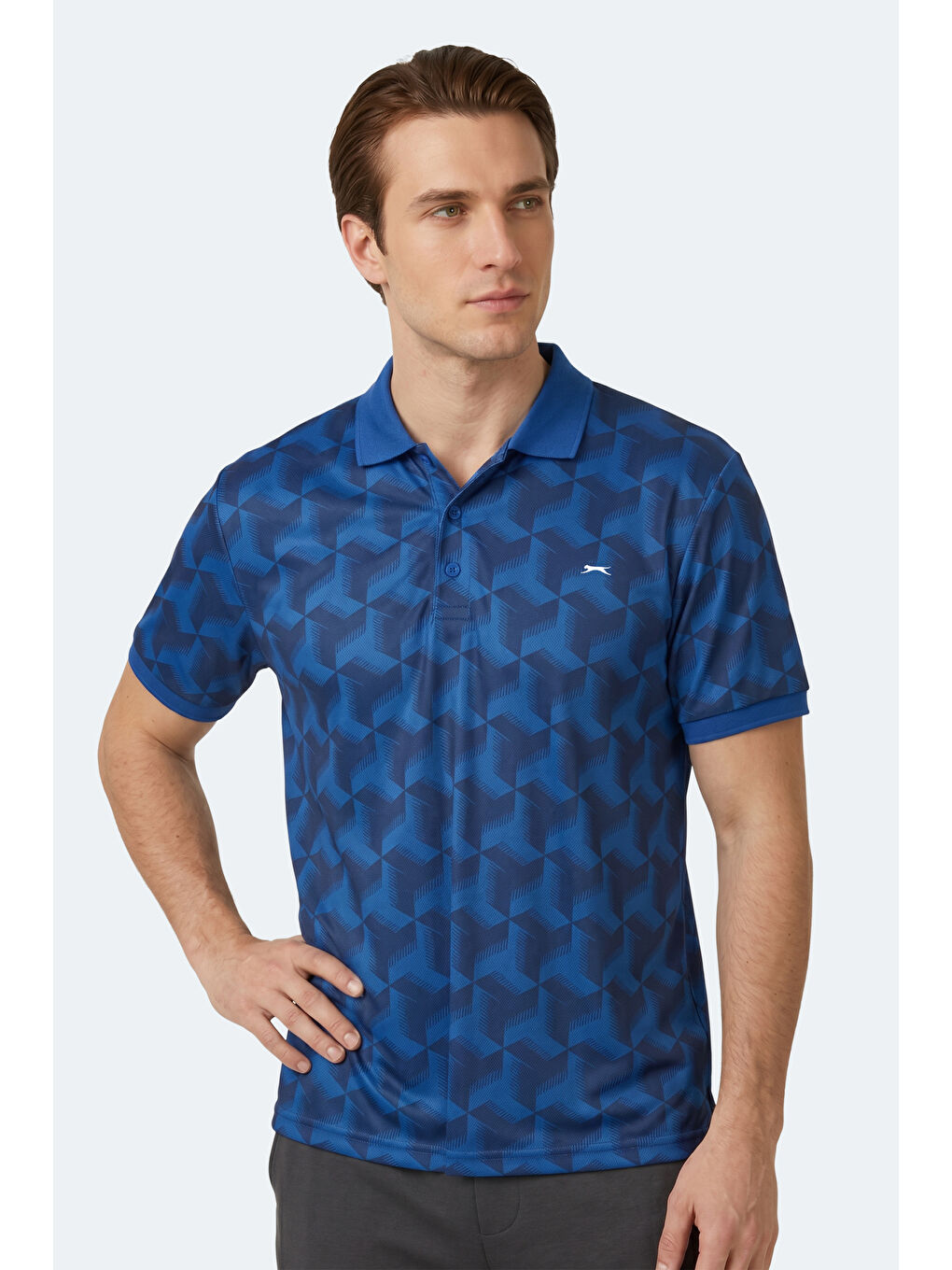 Erkek Polo Yaka Saks Mavi Tişört-3